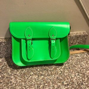 13 inch  Leather Satchel - Bright Green
